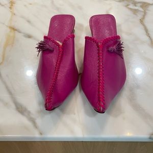 Handmade Pink leather mules size 8.5 heels